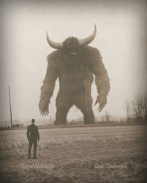 Rural Nebraska - Uh Oh! - Vintage Style Agriculture Cryptid Photo