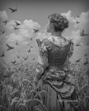 Rural Texas - Observing the Locus Swarm - Vintage Style Agriculture Cryptid Photo