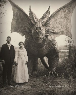 Rural Texas - Our Pet Grew! - Vintage Style Agriculture Cryptid Photo
