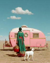 Pink Mobile Home - Southwestern Style Art Print