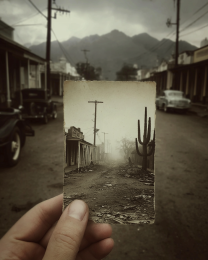 Town's Changed - Black & White Southwestern Style Art Print