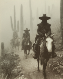 Tres Bandidos - Black & White Southwestern Style Art Print