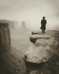 Taking in the View - Black & White Southwestern Style Art Print