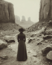 I thought, at the very least, There'd Be a Tree - Black & White Southwestern Style Art Print