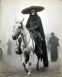 Catrines en un Caballo - Black & White Southwestern Style Art Print