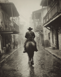 Riding Down the Street - Black & White Southwestern Style Art Print