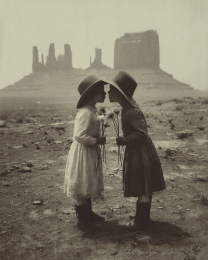 Monumental First Kiss - Black & White Southwestern Style Art Print