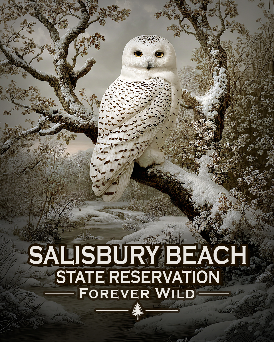 Salisbury Beach State Reservation Massachusetts - Forever Wild - Souvenir Snowy Owl Art Print