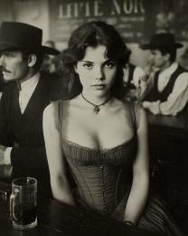 Ruby Mae from Manchester - B&W Old West Saloon Girl Art Print