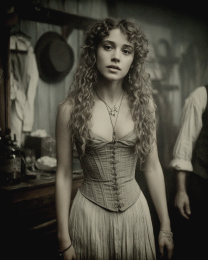 Lilith from Lake Huron - B&W Old West Saloon Girl