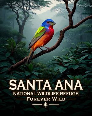 Santa Ana National Wildlife Refuge Texas - Forever Wild - Painted Bunting Souvenir Art Print