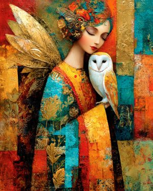 Selina with Her Pet Owl - Faires Art Print