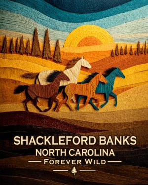 Shackleford Banks North Carolina - Forever Wild Horse Scene Souvenir Art Print