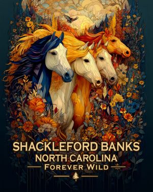 Shackleford Banks North Carolina - Forever Wild Horses Souvenir Art Print