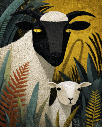 Deco Sheep Mom & Lamb - Sheep Art Print