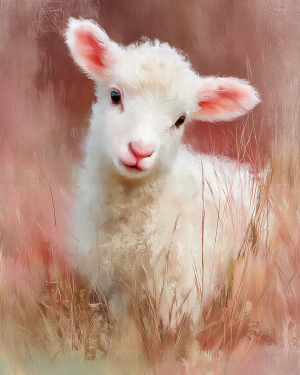 Pink Lamb - Sheep Art Print