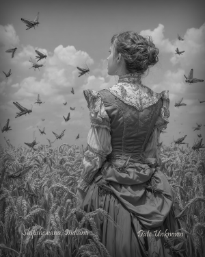 Shipshewana, Indiana - Observing the Locus Swarm - Vintage Style Agriculture Cryptid Photo