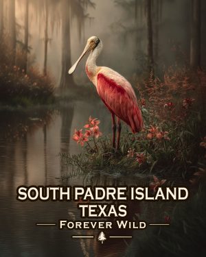 South Padre, Island Texas - Forever Wild - Souvenir Roseate Spoonbill Art Print