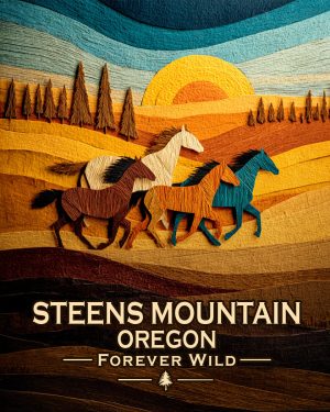Steens Mountain Oregon - Forever Wild Horse Scene Souvenir Art Print