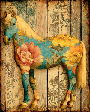 Stylized Floral Horse