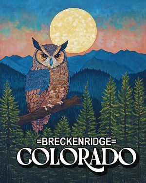 Stylized Great Horned Owl - Breckenridge, Colorado Souvenir Art Print