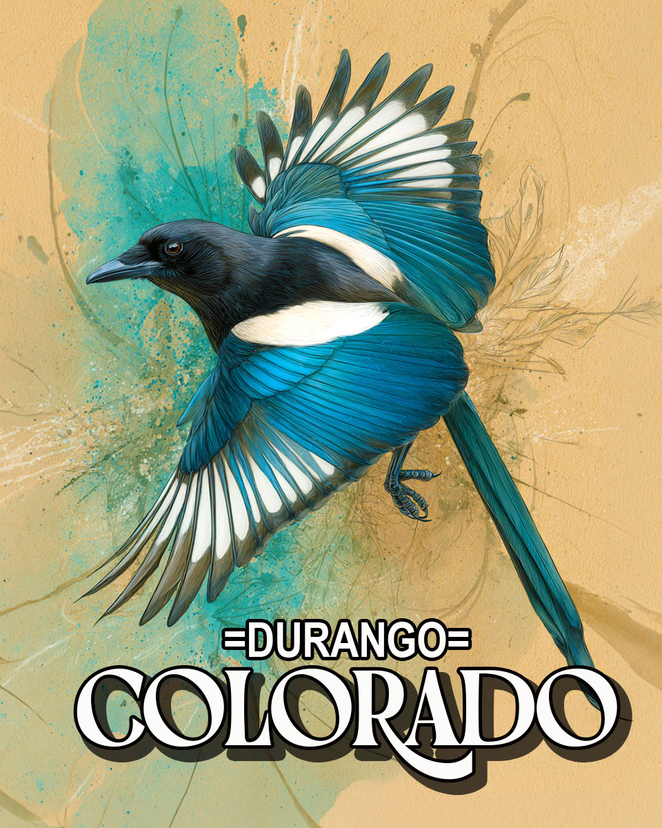 Stylized Magpie -  Durango Souvenir Art Print