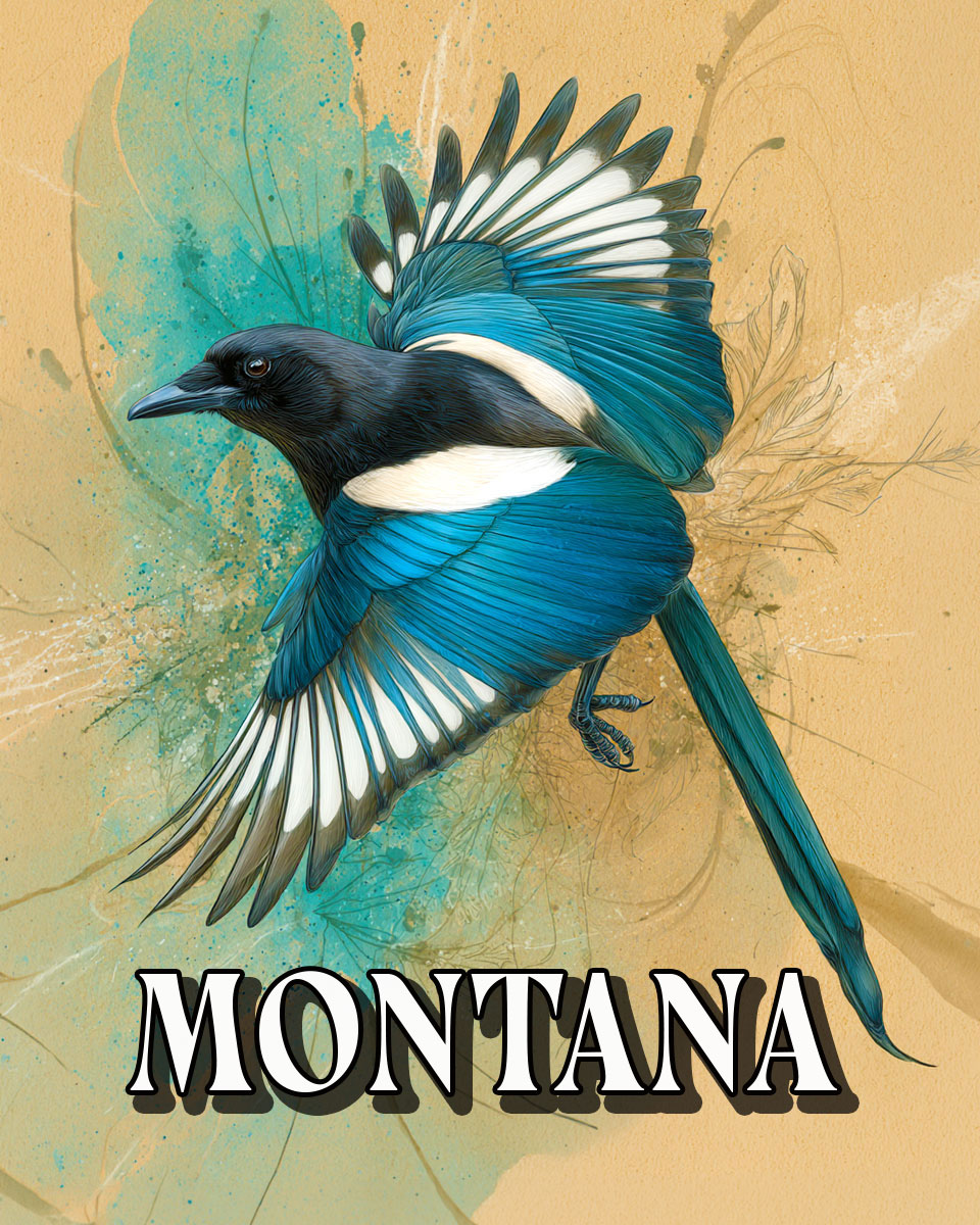 Stylized Magpie -  Montana Souvenir Art Print