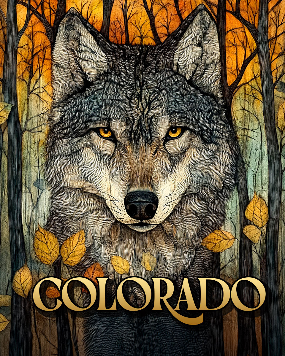 Stylized Wolf - Colorado Souvenir Art Print