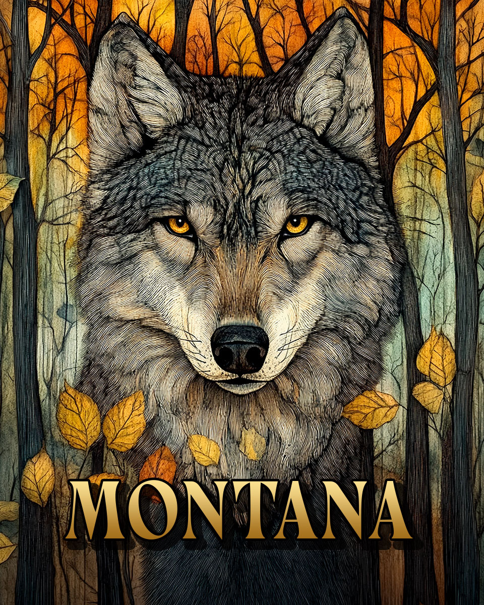 Stylized Wolf -  Montana Souvenir Art Print