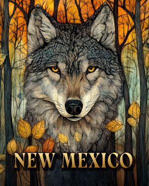 Stylized Wolf -  New Mexico Souvenir Art Print