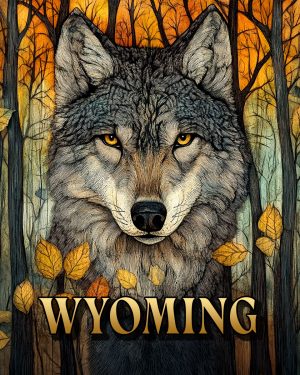 Stylized Wolf -  Wyoming Souvenir Art Print
