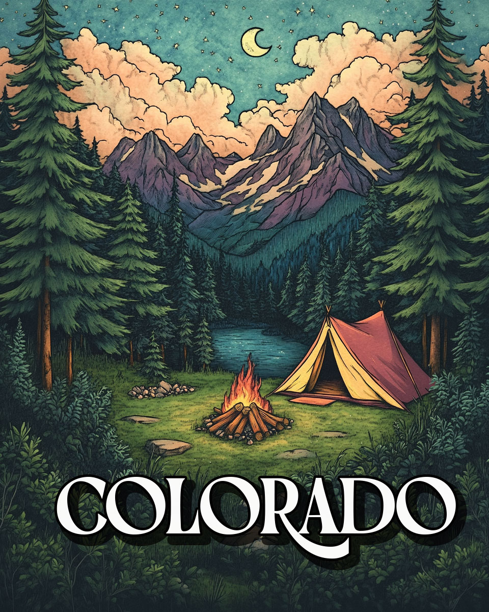 Summer Camping - Colorado Souvenir Art Print