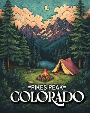 Summer Camping -  Pikes Peak Souvenir Art Print