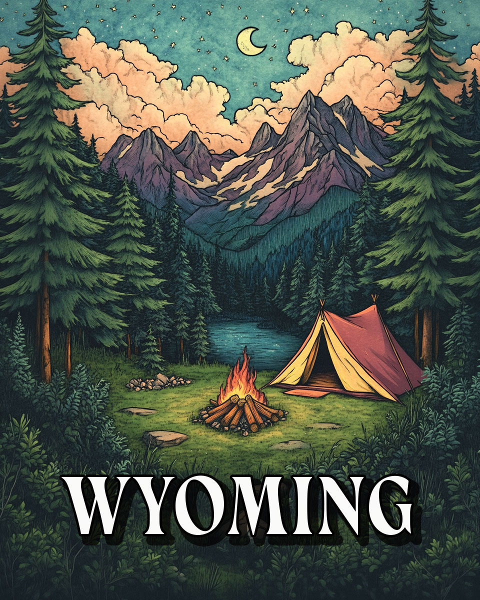 Summer Camping -  Wyoming Souvenir Art Print