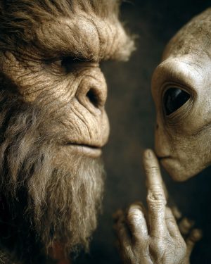 They Just Wanna Talk -  Funny Bigfoot Alien Artwork