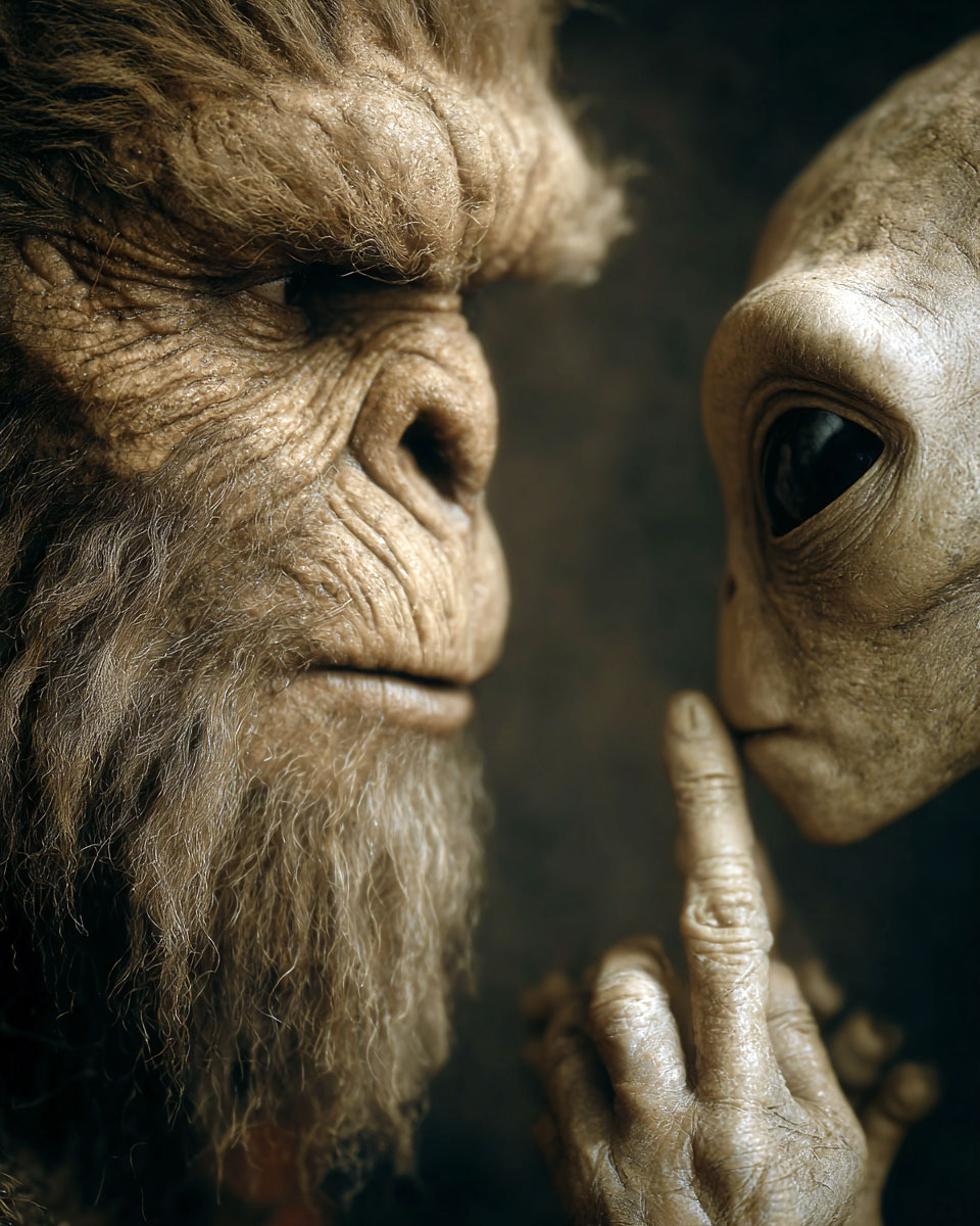 They Just Wanna Talk -  Funny Bigfoot Alien Artwork