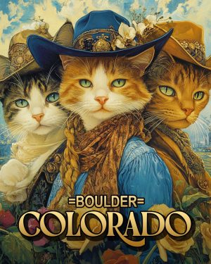 Three Cowgirl Cats - Boulder Colorado Souvenir Art Print.jpg