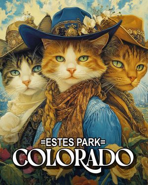 Three Cowgirl Cats -  Estes Park Souvenir Art Print