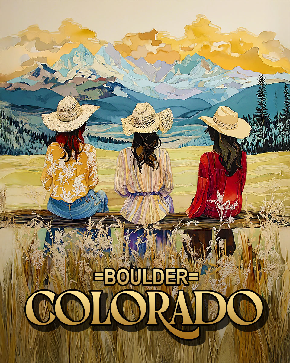 Three Cowgirl Hanging Out - Boulder Colorado Souvenir Art Print.jpg