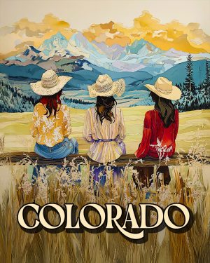 Three Stylish Cowgirls - Colorado Souvenir Art Print