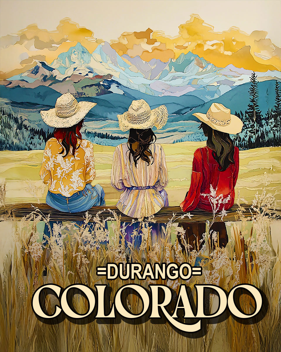 Three Cowgirl Hanging Out -  Durango Souvenir Art Print