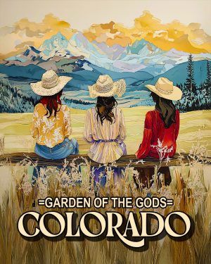 Three Cowgirls - Garden of the Gods Souvenir Art Print