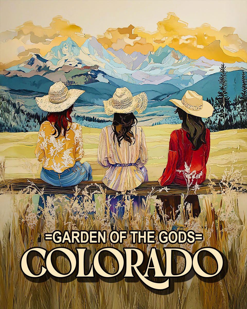 Three Cowgirls - Garden of the Gods Souvenir Art Print