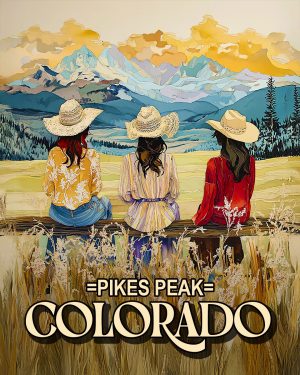 Three Cowgirl Hanging Out -  Pikes Peak Souvenir Art Print