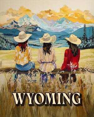 Three Cowgirl Hanging Out -  Wyoming Souvenir Art Print