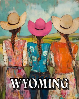Three Cowgirls -  Wyoming Souvenir Art Print
