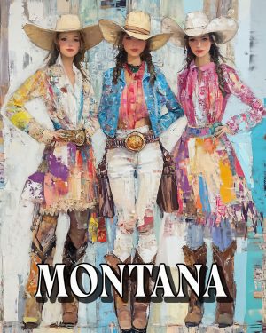 Three Stylish Cowgirls -  Montana Souvenir Art Print