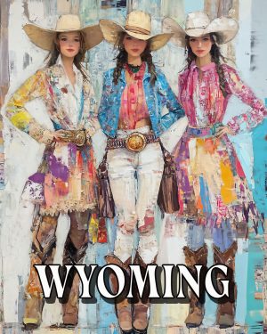 Three Stylish Cowgirls -  Wyoming Souvenir Art Print