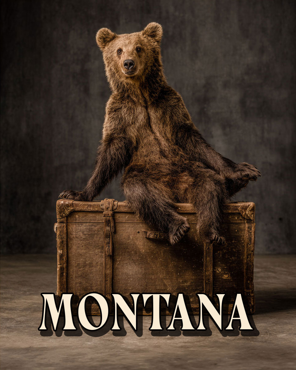 Traveling Bear -  Montana Souvenir Art Print