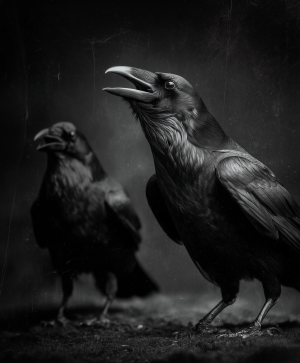 Two Black Ravens at Midnight